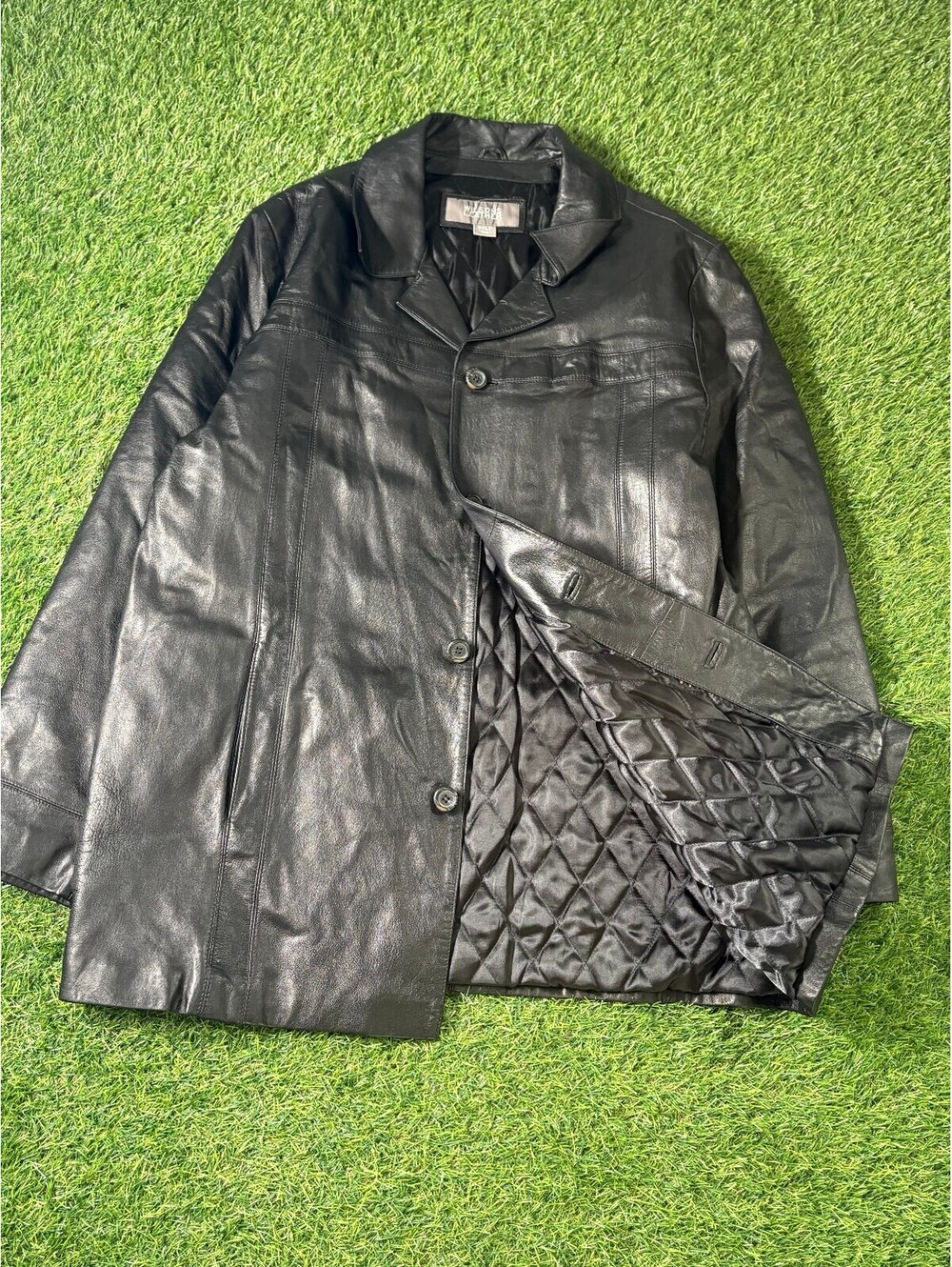 Vtg Wilsons Leather Black Leather Coat Men's 2XLT Quilted Lined Jacket
